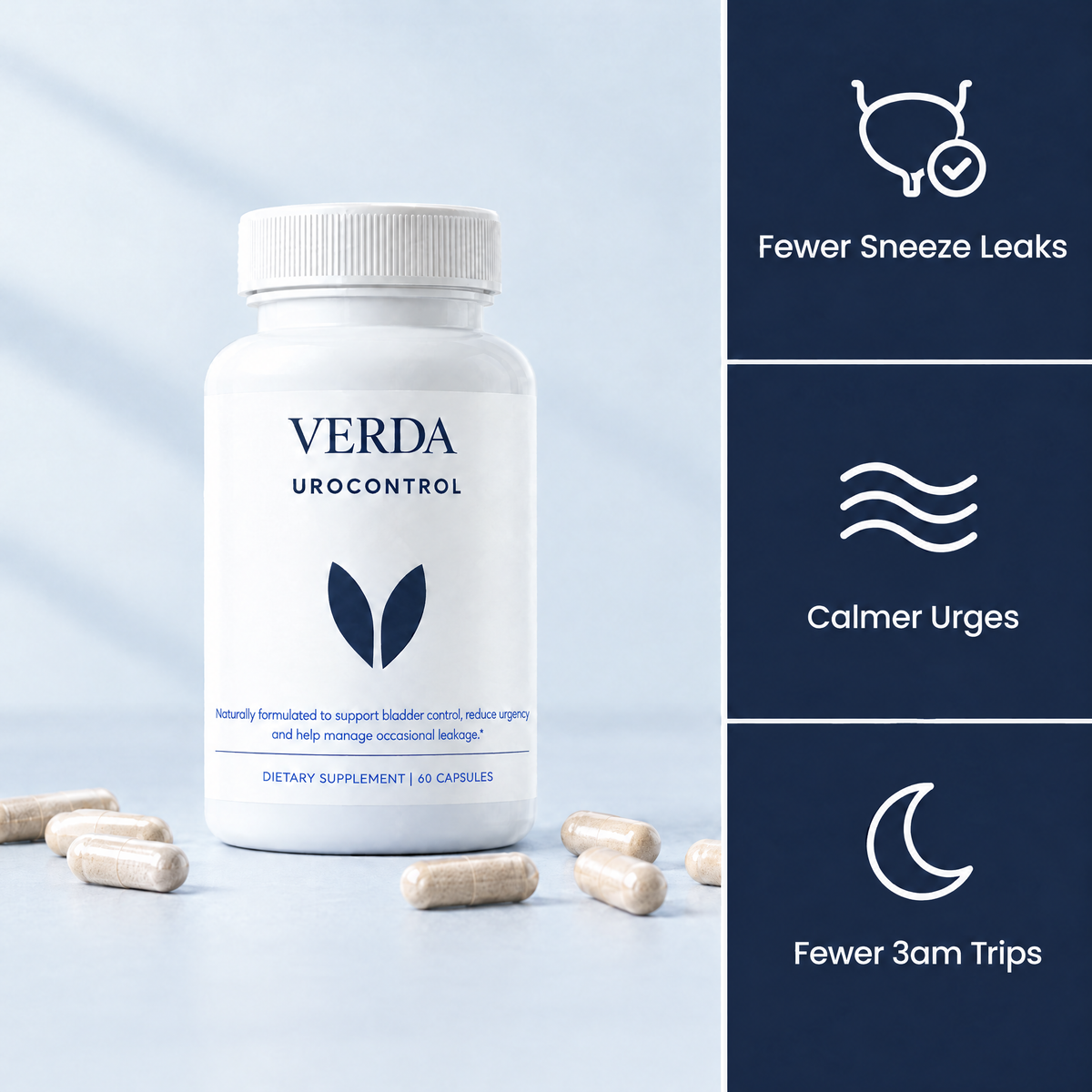 VERDA UroControl bottle: fewer sneeze leaks, calmer urges, fewer 3am trips