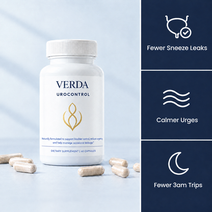 VERDA UroControl bottle: fewer sneeze leaks, calmer urges, fewer 3am trips
