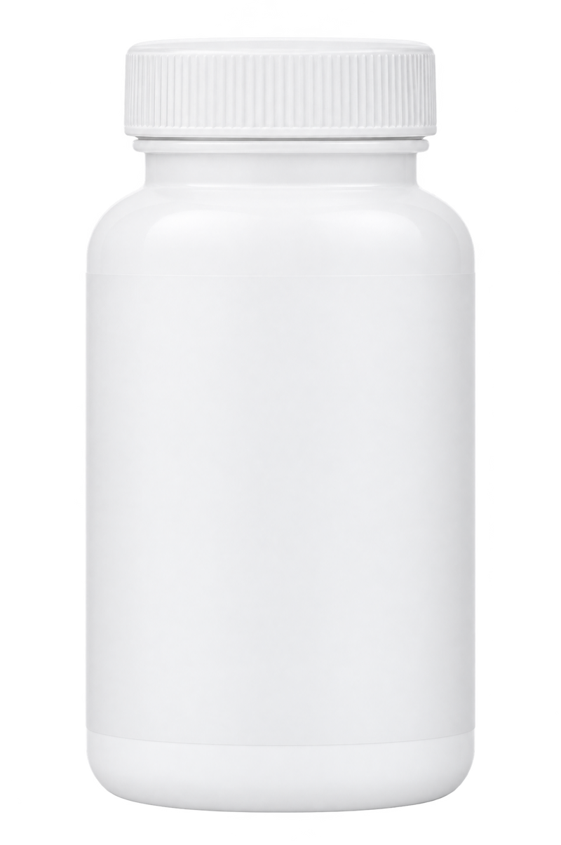 Plain generic supplement bottle